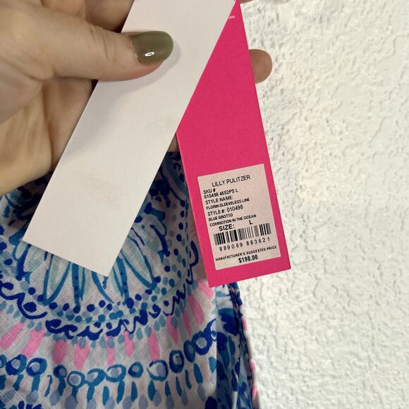 Lilly Pulitzer Florin Sleeveless Line Dress Womens Size Large Blue Grotto NWT - Picture 2 of 6